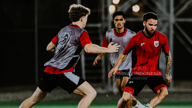 Pemain Timnas Indonesia latihan. [Instagram]